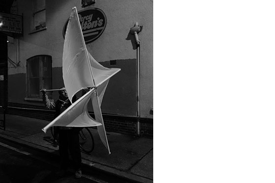 A fabric windmill, like a child's tooy but very much bigger.